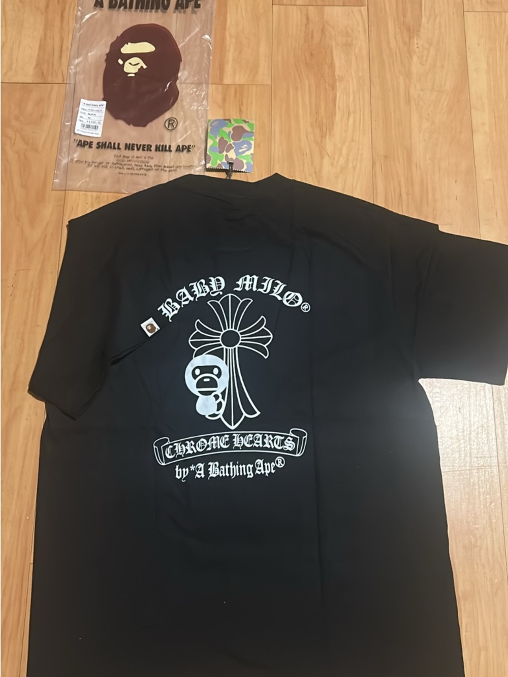 Bape Black Baby Milo x Chrome Hearts Graphic Tee